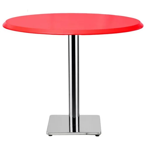 میز دایره استیل با پایه مربع چدنی