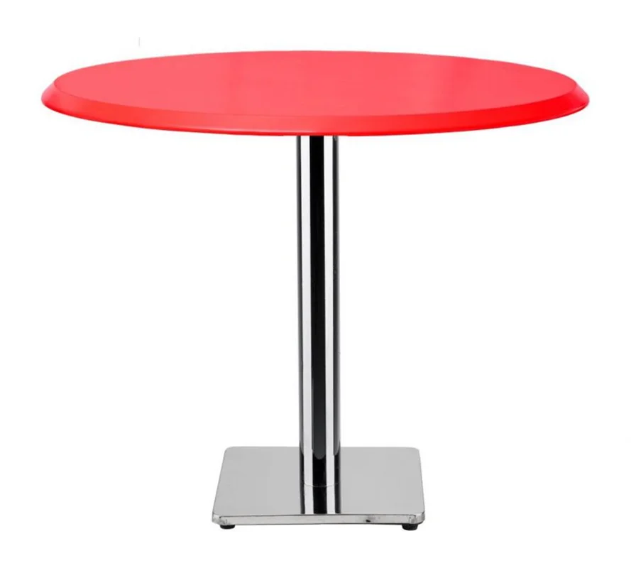 میز دایره استیل با پایه مربع چدنی