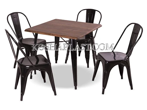 ست 4 نفره میز و صندلی پایه فلزی تولیکس